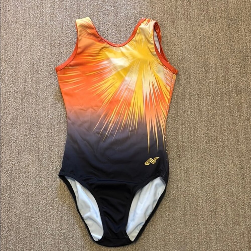 Adult gymnastics, leotard Orange and Black